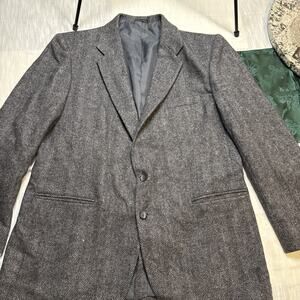 Barrington 48L Gray Herringbone Tweed Wool Mens Blazer Sport Coat Jacket